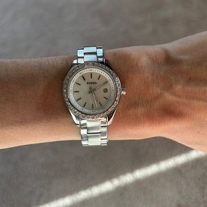 Silver Fossil Watch